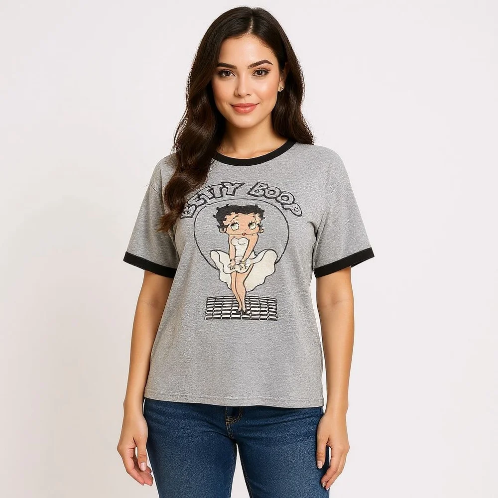 Betty Boop Vintage 2003 Marilyn Monroe Black Ringer Short Sleeve Plus Tee - 2X